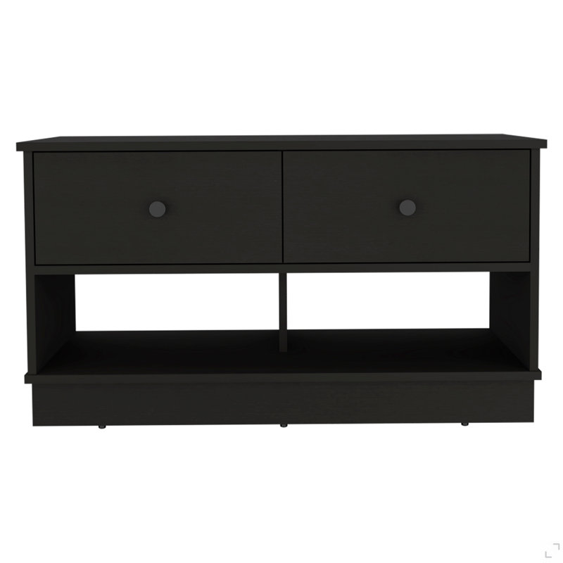 Rectangle 2-Shelf 2-Drawer Storage Bench Wenge, Black