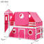 Lit mezzanine simple avec glissade et tour rose