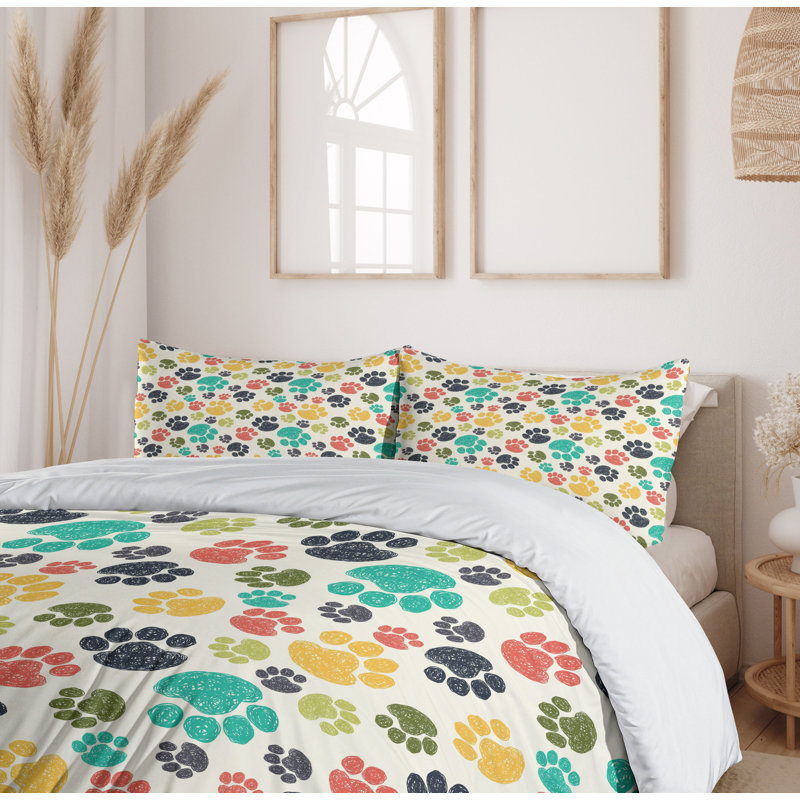 Dog Lover Queen Size Multicolor Microfiber Duvet Cover Set