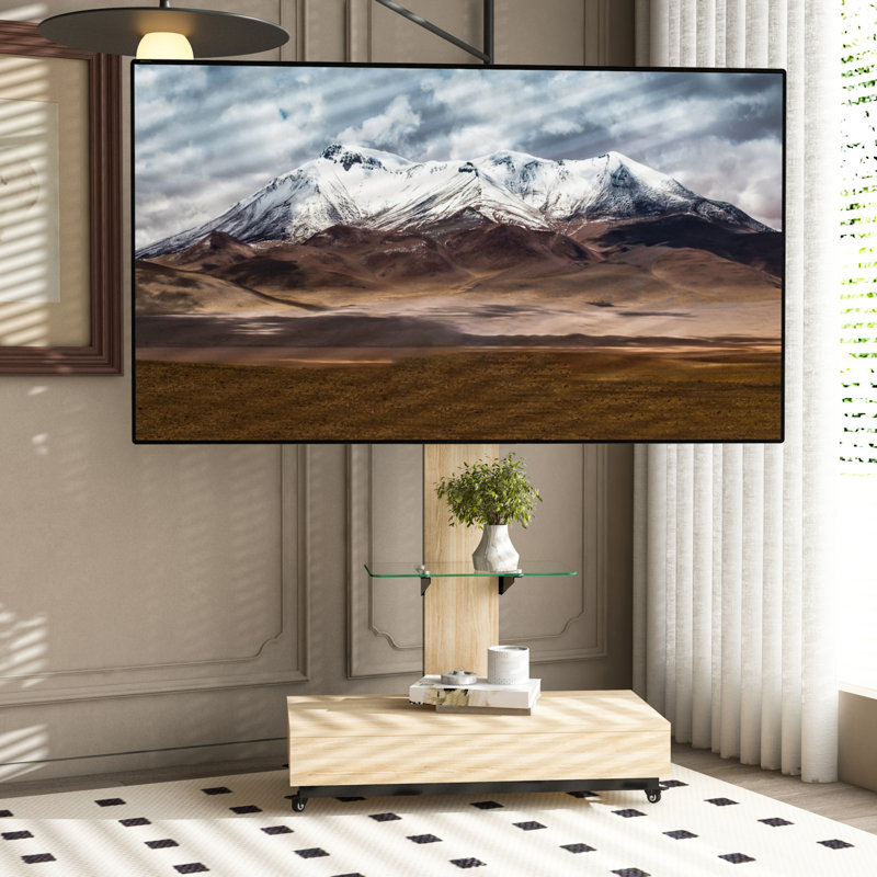 Meuble télé ajustable en bois et métal avec rangement pour la maison et le bureau