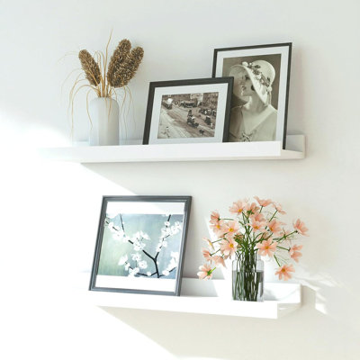 Tablettes flottantes blanches pour la décoration murale, tablette de rangement murale en bois pour la chambre à coucher