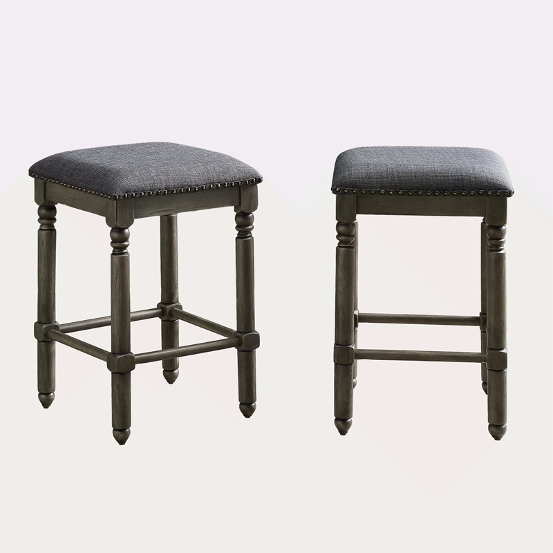 Tabouret pivotant en bois rembourré à hauteur de comptoir, ensemble de 2