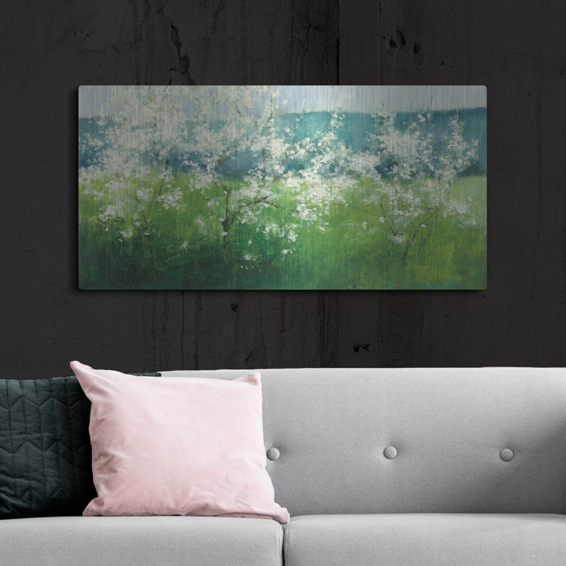 Art mural en métal «Mountain Spring» par Julia Purinton, H 24 po x l 48 po