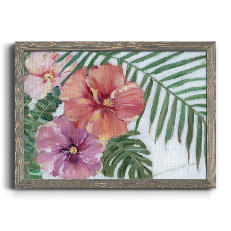 Blooming Hibiscus - Reproduction d'art sur toile encadrée, Toile avec cadre gris, H 31 po x l 44 po x P 1 po