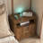 Smart Wooden Nightstand With Charging Station, Night Light & Storage Cabinet