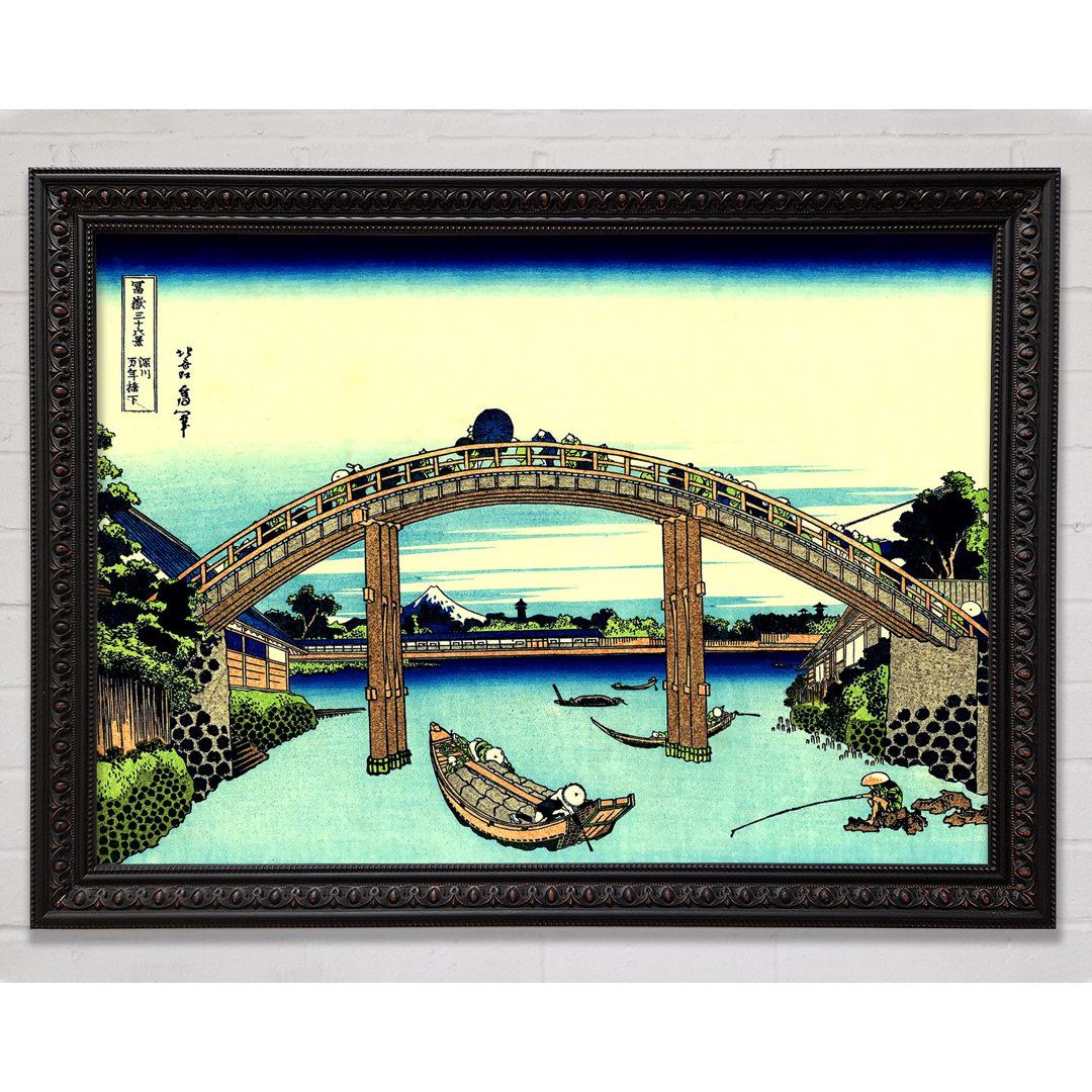 Hokusai Fuji gesehen durch die Mannen Brücke Gerahmter Druck