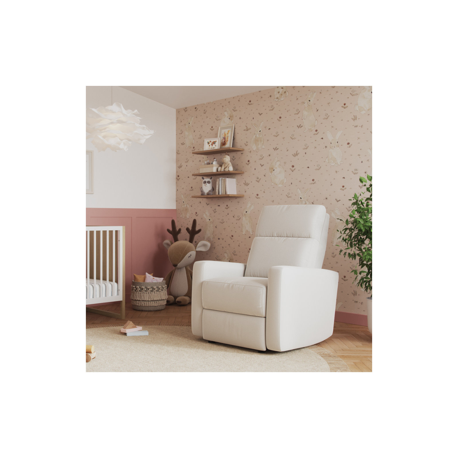 Nurture& The Manual Premium Modern Recliner Nursery Glider Chair with Spill, Stain Proof Fabric, Ivory