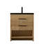 Wicksham 30 po L x 19 po P 2 tiroirs Meuble-lavabo autoportant avec évier simple et Comptoir en Quartz noir d'ingénierie