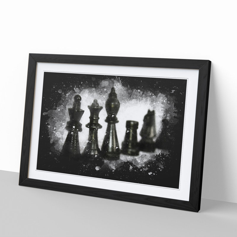 Chess Pieces Vol.1 - Picture Frame Painting, Black Framed, 65cm H x 90cm W x 2cm D