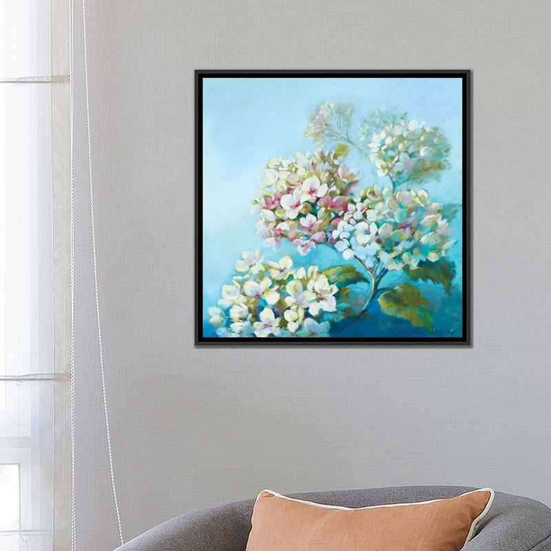 «Perfect White Clouds», impression sur toile, H 26 po x l 26 po x P 1,5 po, Toile avec cadre flottant noir, Pas de tapis