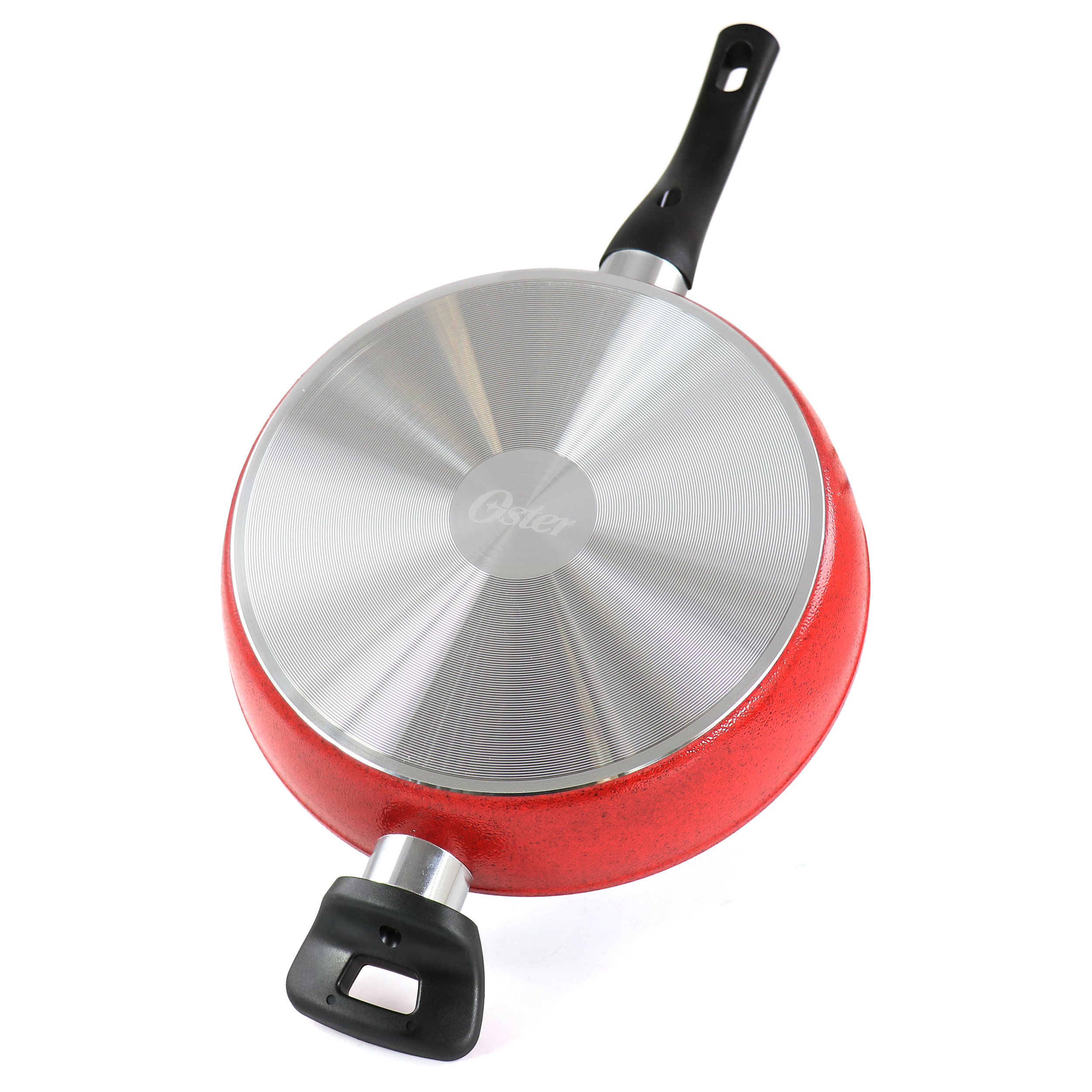 Oster Claybon 3.8 Quart Nonstick Saute Pan With Lid in Speckled Red