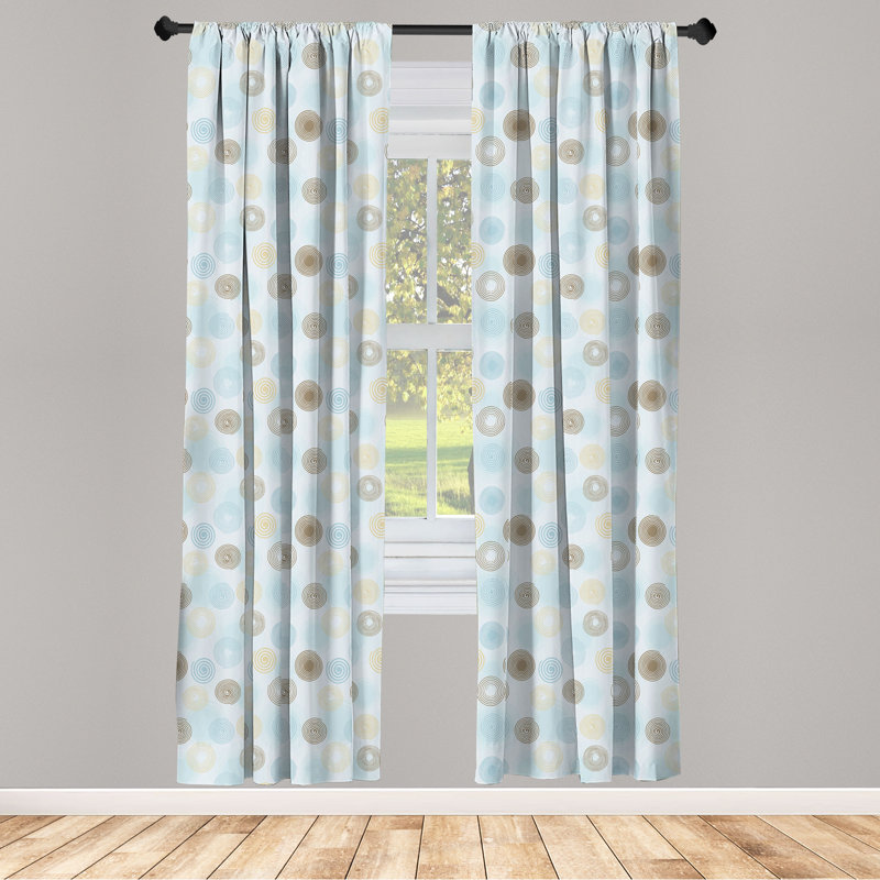 Rideaux 4 panneaux Red Barrel Studio®, brun et bleu, tourbillon Vortex bleu moutarde pâle, L 56 po x L 84 po