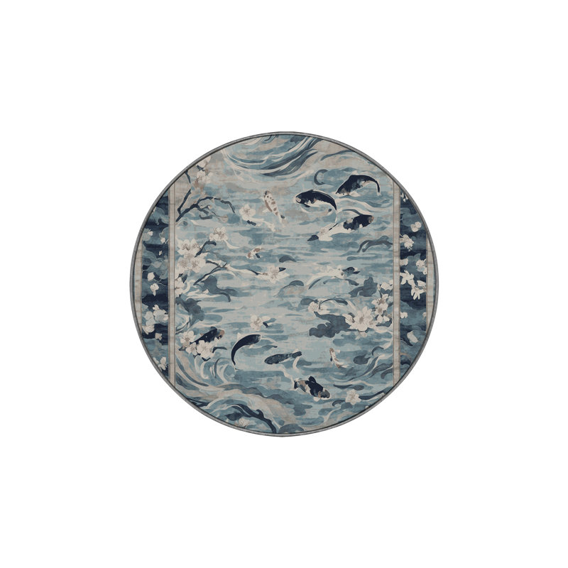 Machine Washable Brown Area Rug, Round 8'