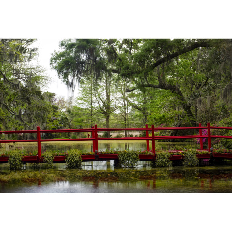 The Red Bridge by Danny Head - Photograph, 81 cm H x 122 cm W , Black Floater Framed