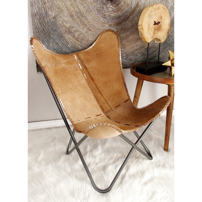 Fauteuil papillon en cuir pleine fleur l 30 po Helfrich