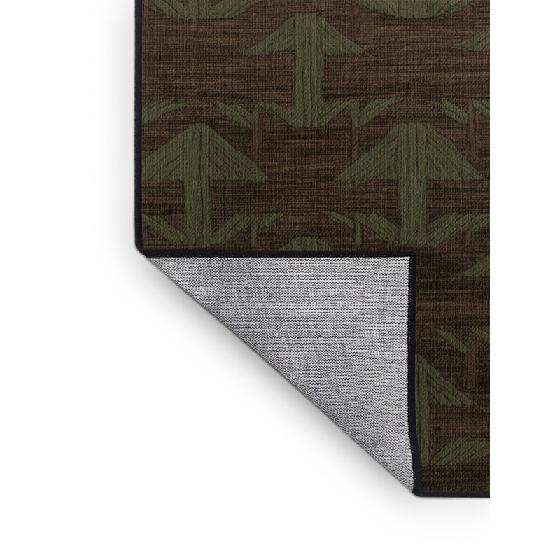 Tapis brun treillis lavable à la machine, Rond 5 pi