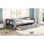 Lit de jour simple avec tablettes et tiroirs, gris
