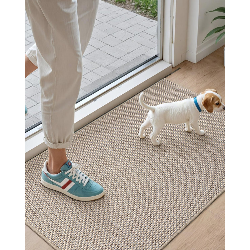 32"X48" Beige Indoor Doormat - Ultra Non-Slip Rubber Backed, Dirt-Trapping Low-Profile Mat For Entryway/Patio