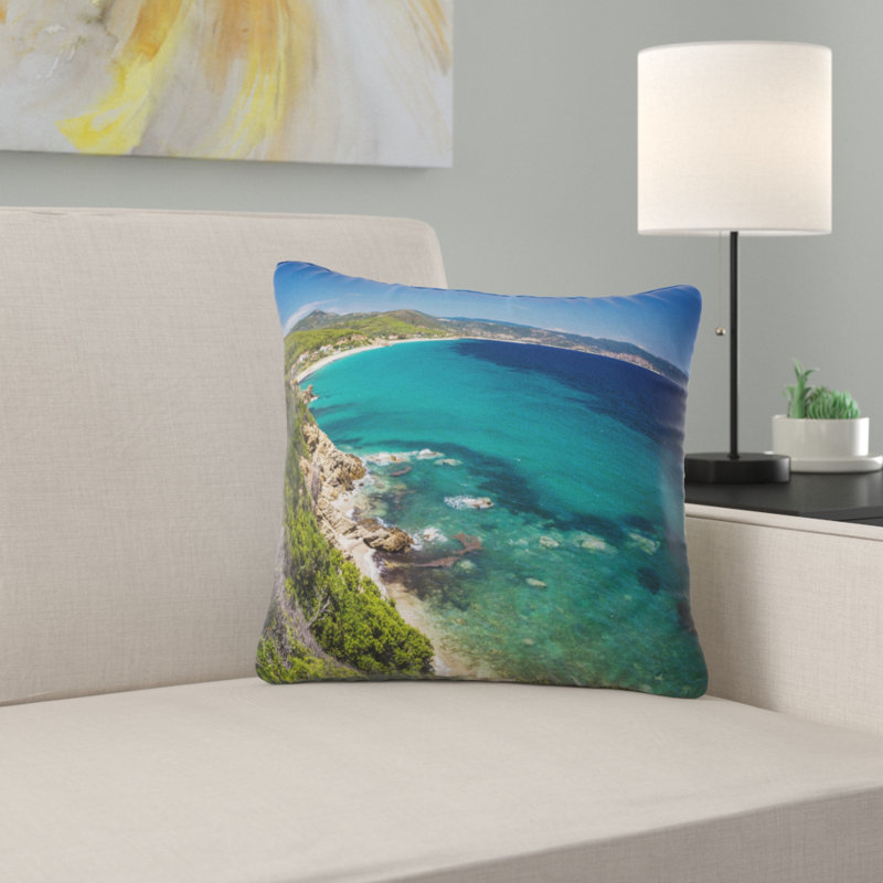 Magnifique plage grecque de mer - coussin imprimé Sea & Shore, 16 po x 1 po, Coussin décoratif