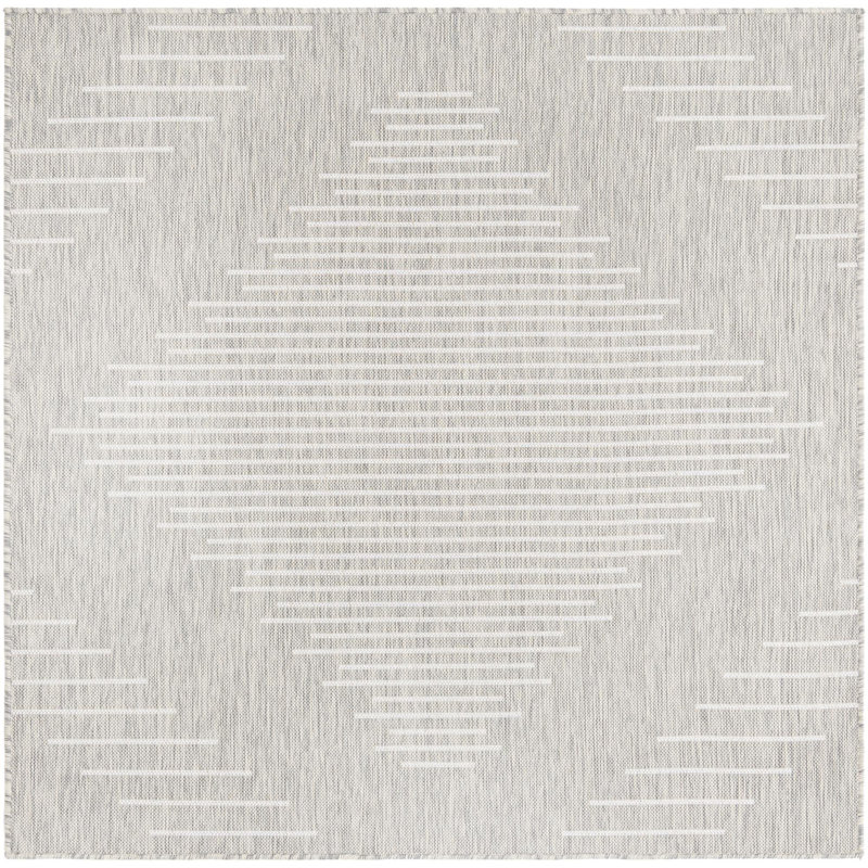 Tapis intérieur / extérieur gris Ava-Mary, Carré 5 pi 3 po