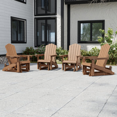 Fauteuil coulissant en PEHD Adirondack, fauteuil à bascule coulissant semblable au bois, fauteuil de foyer réglable à 3 positions avec porte-gobelet pour pelouse, terrasse et bord de piscine