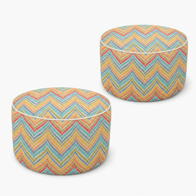 Paquet de 2 tabourets gonflables d'extérieur 21 po x 21 po x 9 po, repose-pieds de patio résistant à la décoloration avec poignée de transport, pouf portable pour le patio, le jardin, le camping et l'intérieur - rayé beige Cabana