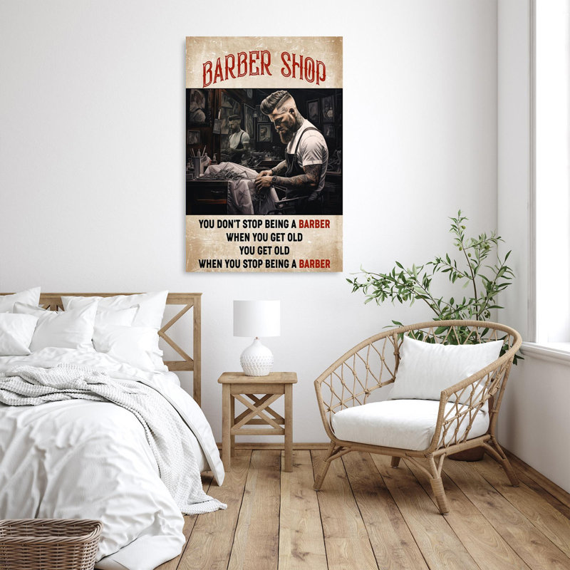 «When You Stop Being A Barber», reproduction sur toile, H 36 po x l 24 po x P 1,25 po