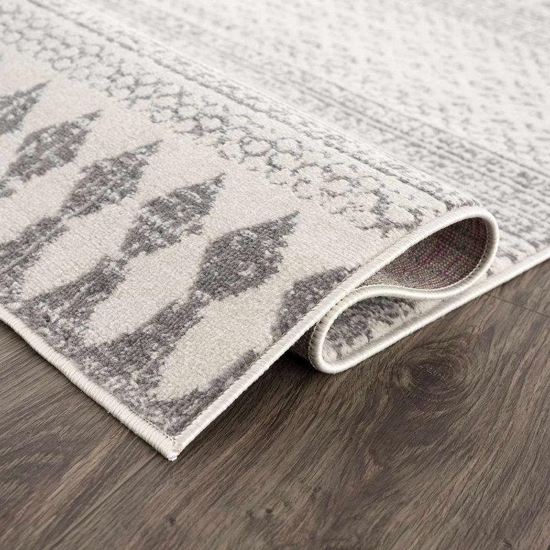 Tapis géométrique ivoire / gris Mcgrane, Rond 6 pi 7 po