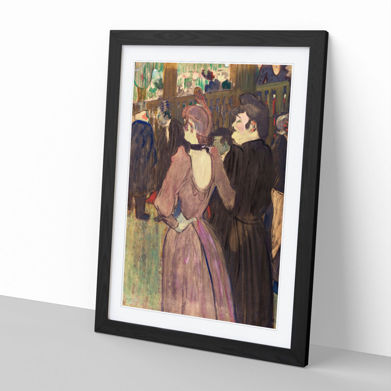 La Goulue and Her Sister Vol.1 by Henri de Toulouse-Lautrec - Picture Frame Painting, Black Framed, 48cm H x 36cm W x 2cm D