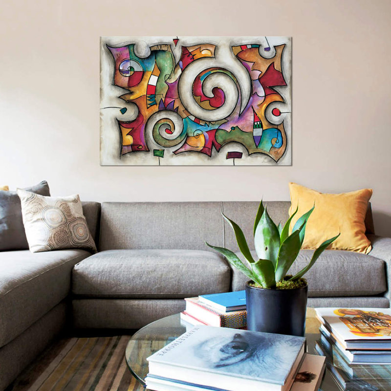 « quadra » par eric waugh, impression sur toile, H 26 po x l 40 po x P 1,5 po, Pas de tapis, Toile tendue