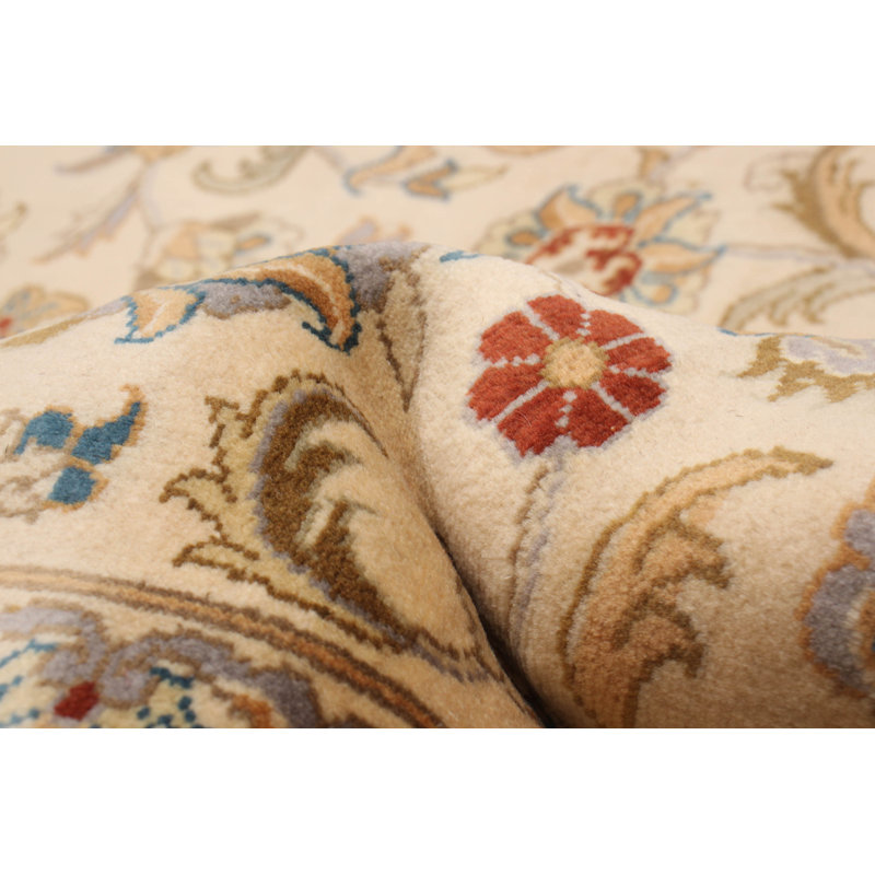 Tapis ivoire en laine New Age de conception unique 7 pi 11 po x 10 pi 2 po Mudi