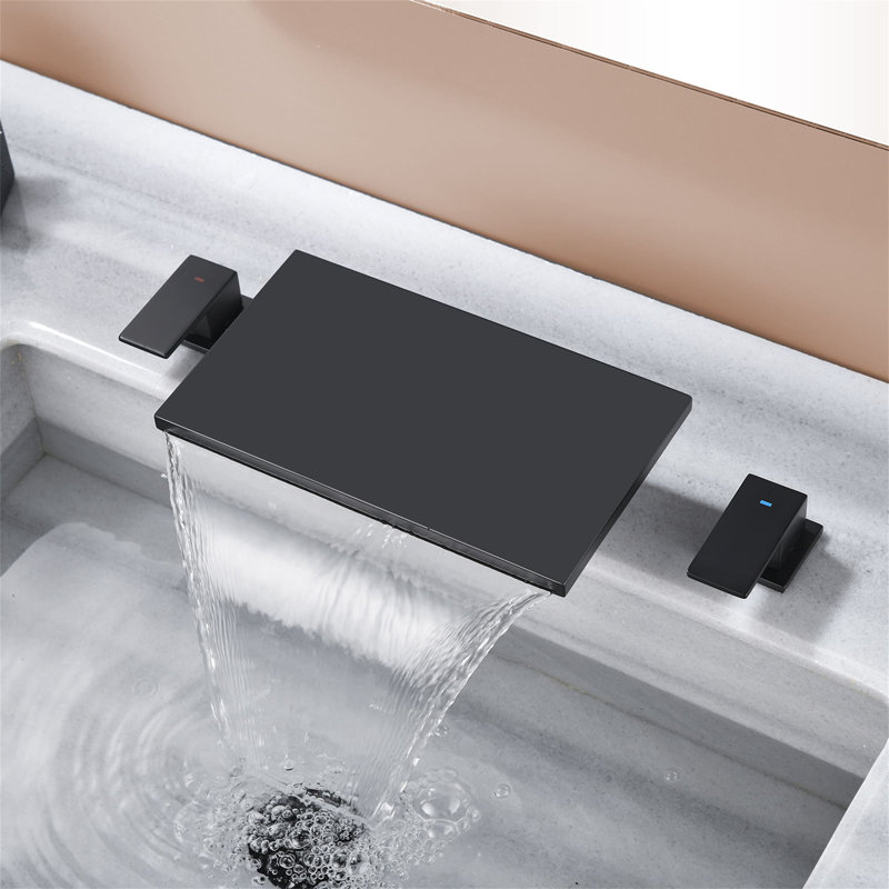 Robinet de baignoire à 3 trous à fixation sur plateau avec robinet cascade pour baignoire Robinet de baignoire moderne à deux poignées en laiton