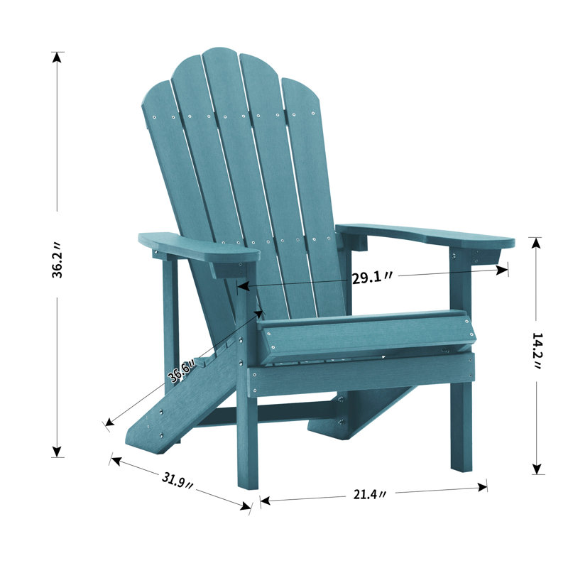 Chaise Adirondack en plastique Keysville, Bleu lac
