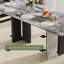 Table de salle à manger moderne rectangulaire de 78 po pour les enfants de 8 à 10 ans Jahiel, plateau en faux marbre gris brillant, pieds en acier inoxydable