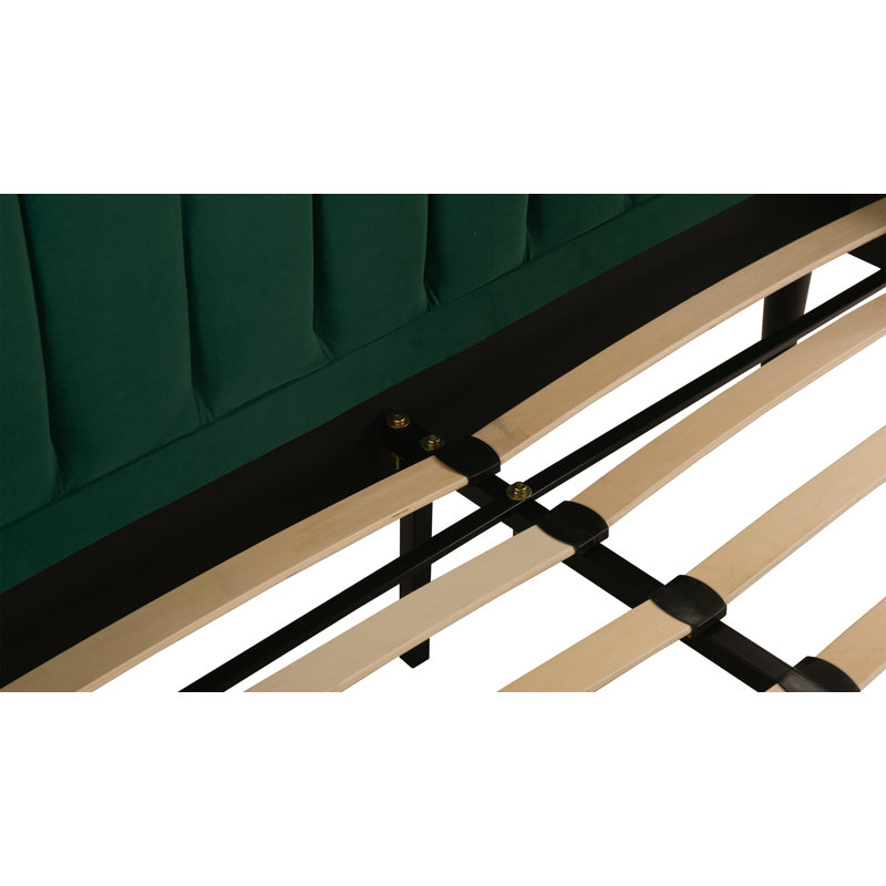Helaina Upholstered Wingback Bed, Evergreen Velvet, King