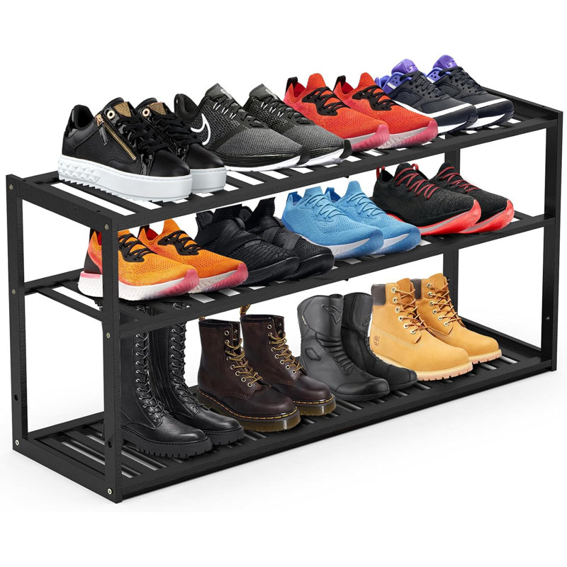 Range-chaussures empilable en bambou à 3 niveaux