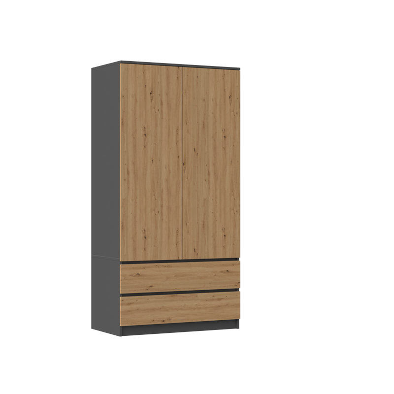 Longe 2 Door Manufactured Wood Wardrobe, Anthrite Artisan