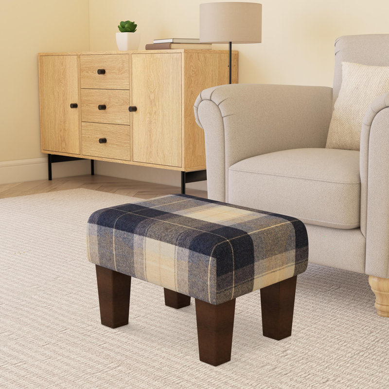 Manufactured Wood Accent Stool, Mahogany, Navy Blue