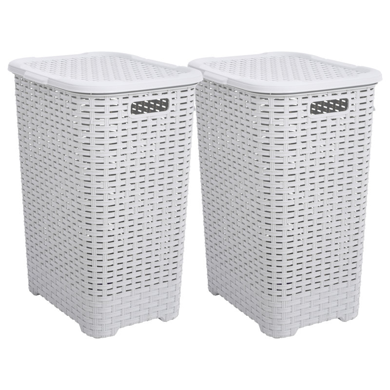 Laundry Hamper, Off White, 23.25" H x 14" W x 14" D
