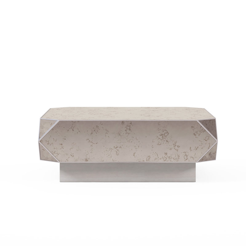 Dove Gray Square Cocktail Table with Antiqued Mirror Panes