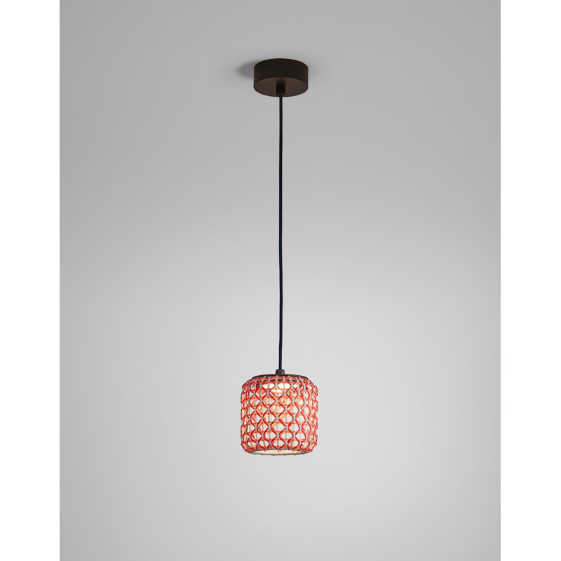 Nans 1 - Light LED Pendant, 6.5" H x 6.5" W x 6.5" D, Red