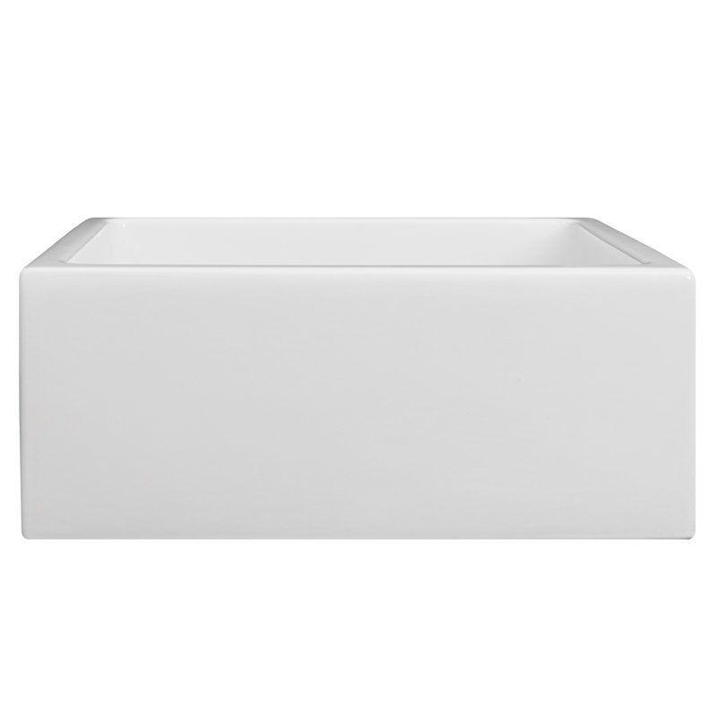 Fireclay Venice Front Reversible 24" L x 18" W Farmhouse/Apron Kitchen Sink with Accessories, White Gloss