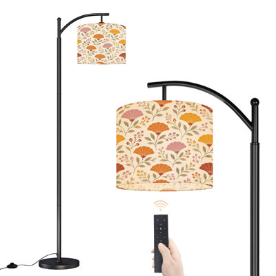 Lampe sur pied à arc avec abat-jour ajustable Lampe sur pied rétro à motifs botaniques aux tons chauds botaniques avec 3 températures et intensité variable pour lampe
