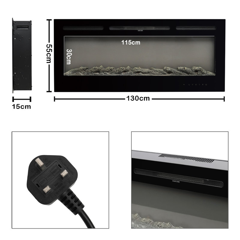 Symple Stuff 130cm W Black Electric Fireplace