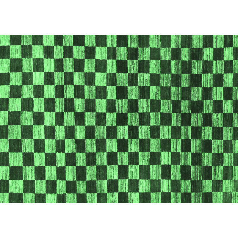 Abstract 817 Emerald Green Machine Washable Area Rugs, Rectangle 2' x 4'