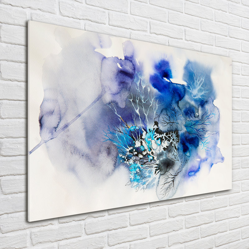 Glass Print Wall Art 100X70cm Image Printed On Glass Decorative Wall Picture Behind Toughened / Tempered Safety Real Glass For Kitchen & Living Room Theme:Abstraction Flowers