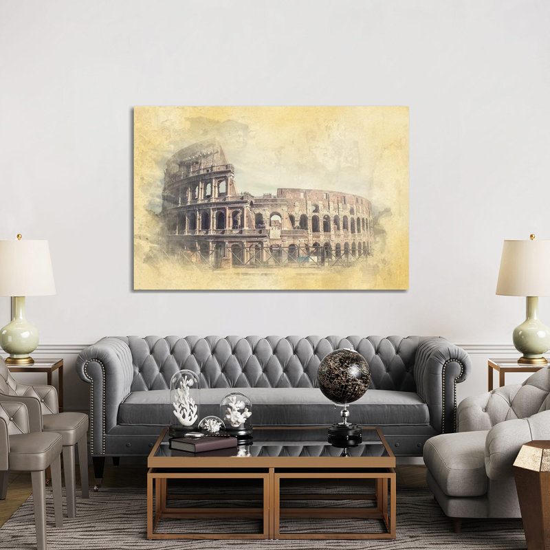 Colosseum Watercolor by Manjik Pictures - Gallery-Wrapped Canvas Giclée on Canvas, 101.6 cm H x 66.04 cm W, No Frame