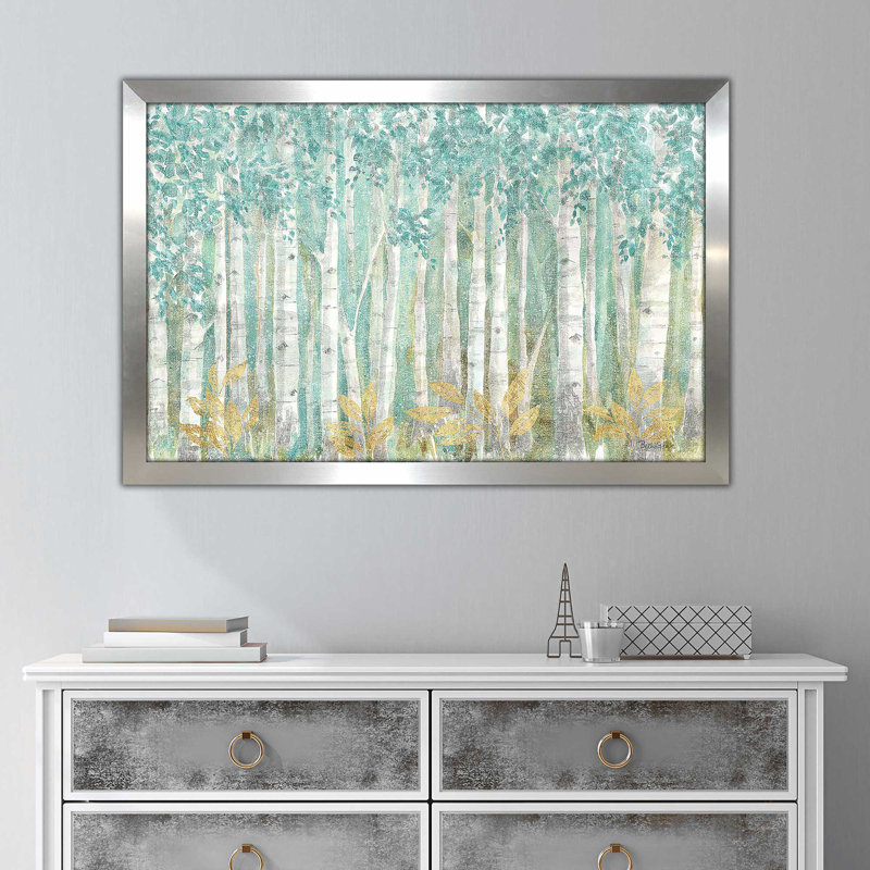 Natures Leaves I par Beth Grove - Peinture, Encadrement argenté, H 33,5 po x l 49,5 po x P 1 po
