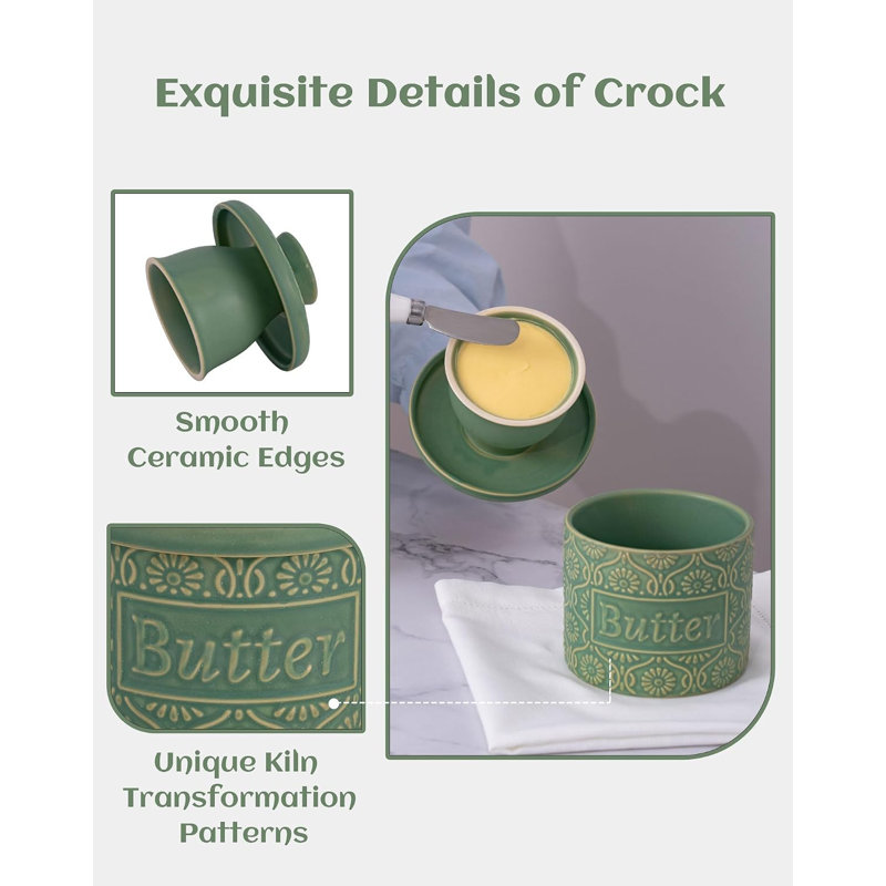 D'ORAMIE - Beurrier français en céramique 190 ml vert