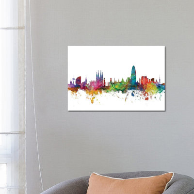 Barcelona, Spain Skyline by Michael Tompsett - Wrapped Canvas Gallery-Wrapped Canvas Giclée